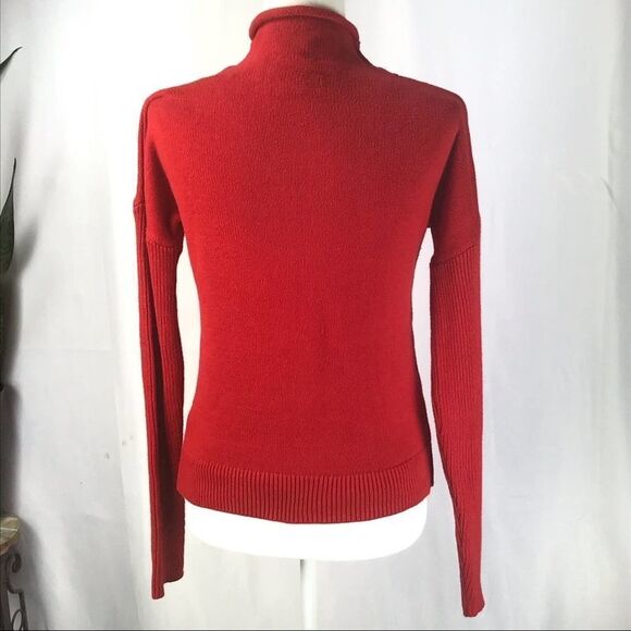 Tahari Cotton-Blend Knit Sweater Red Mock Neck Size Medium - Picture 4 of 6
